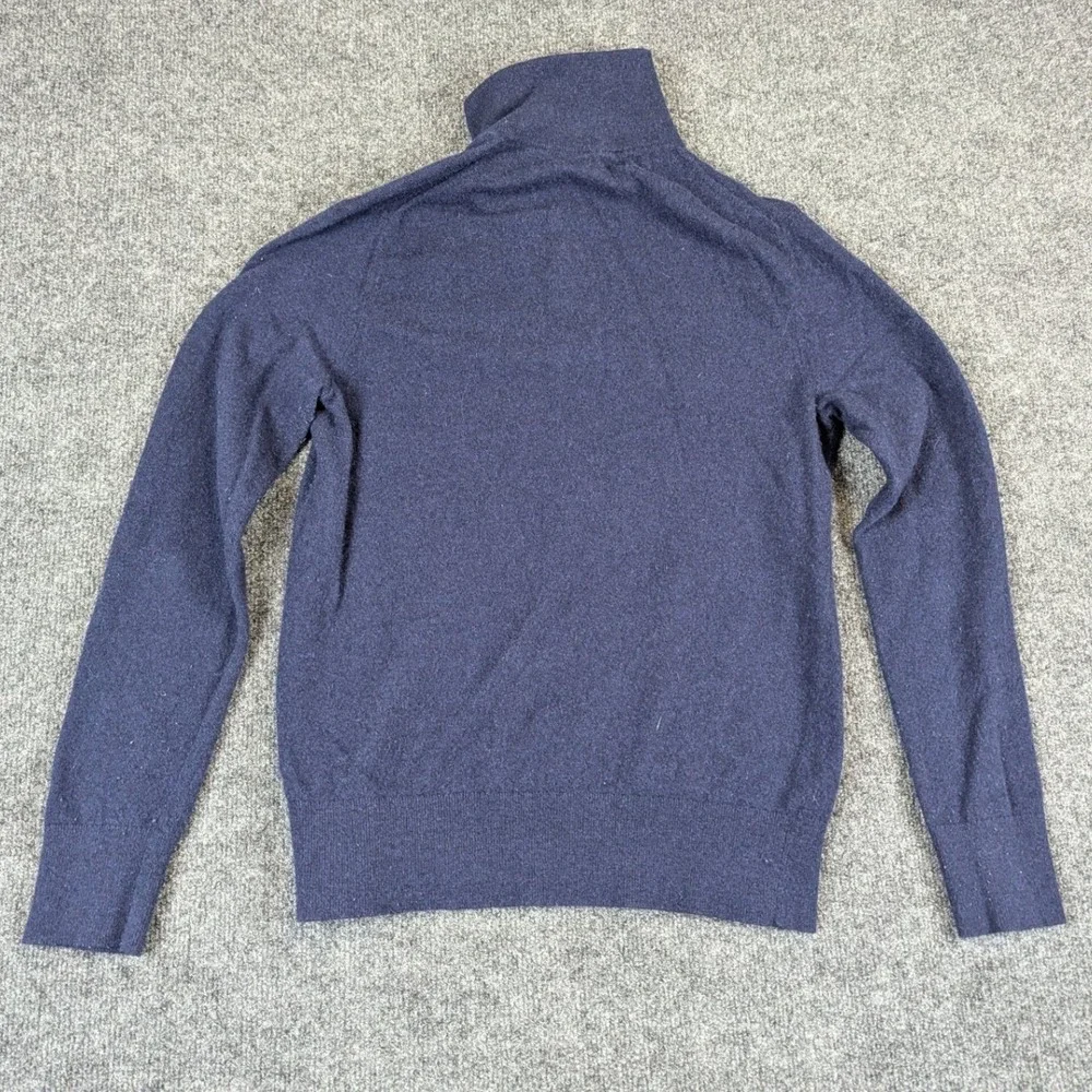 Banana Republic Mens M Navy Merino Wool Italian Yarn Mock Neck Snap Sweater